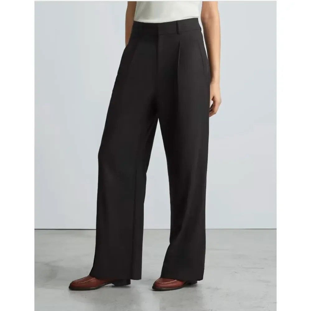 EVERLANE The Way High Drape Pant Black Women's 16S NWT Pleated Front Career Prep